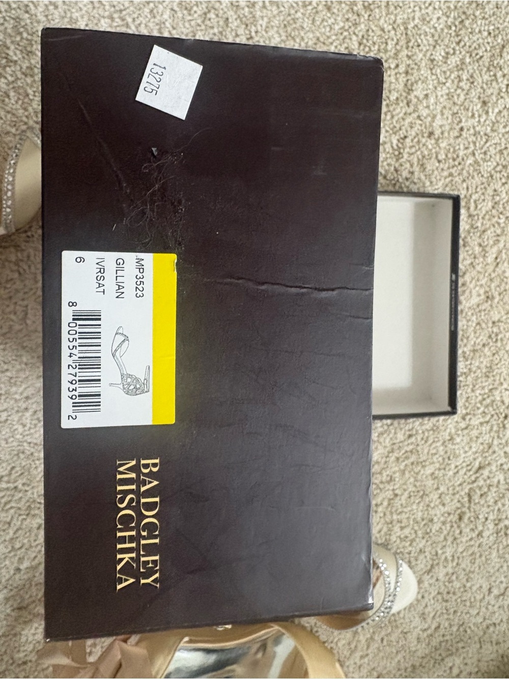 Badgley Mischka Ivory Satin Crystal-Embellished T-Strap Heels. Like New. - Picture 6 of 6